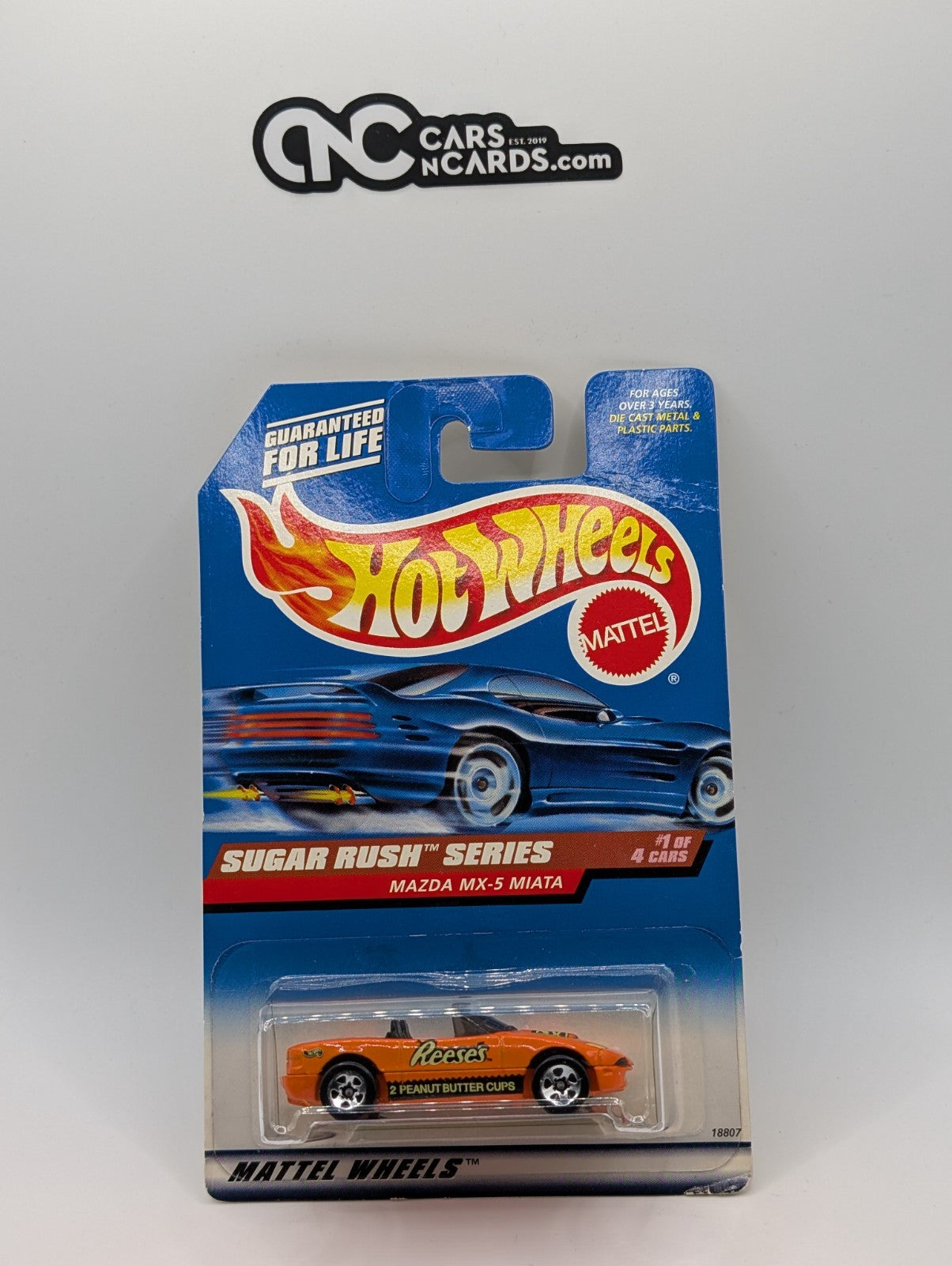 1998 Hot Wheels Sugar Rush 1/4 Mazda MX-5 Miata Reese's #741 (Card Crease)