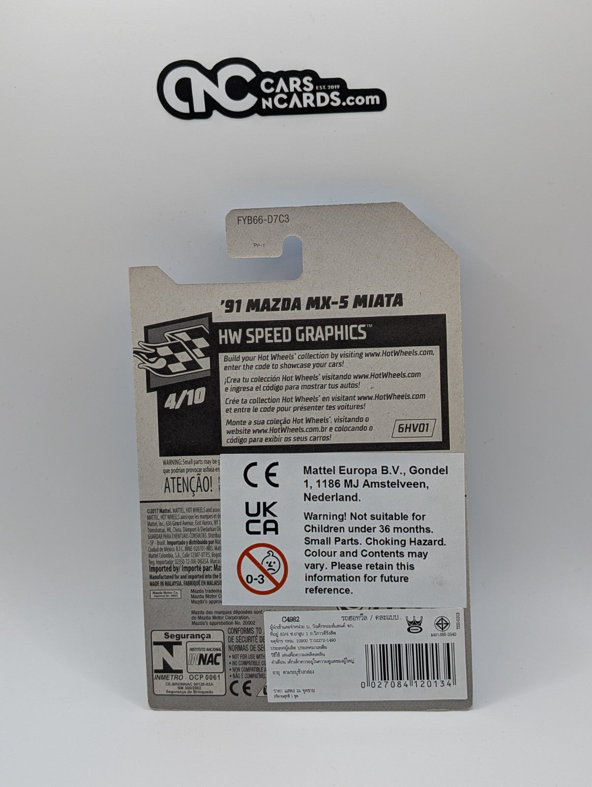 2019 Hot Wheels HW Speed Graphics 4/10 '91 Mazda MX-5 Miata Blue 184/250