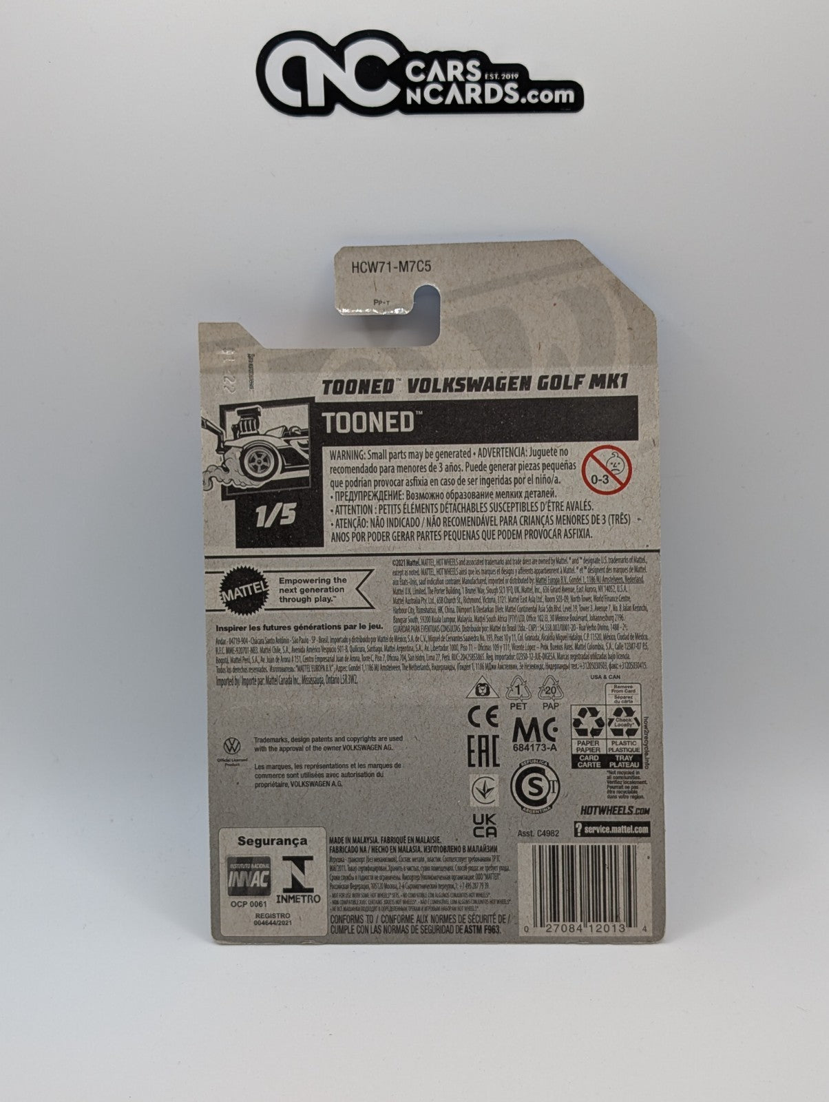 2022 Hot Wheels Tooned 1/5 Tooned Volkswagen Golf MK1 Red 10/250 (Hook Crease)