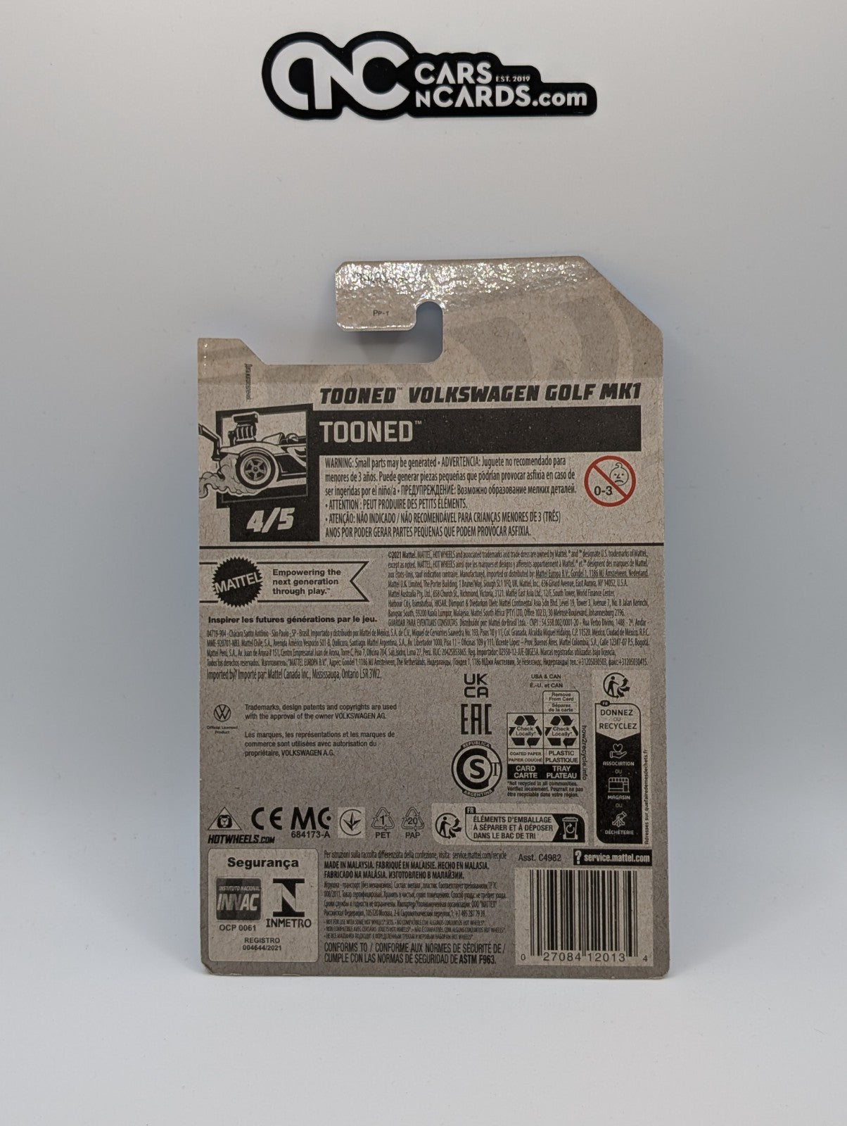 2023 Hot Wheels Tooned 4/5 Tooned Volkswagen Golf MK1 Blue 221/25 Treasure Hunt