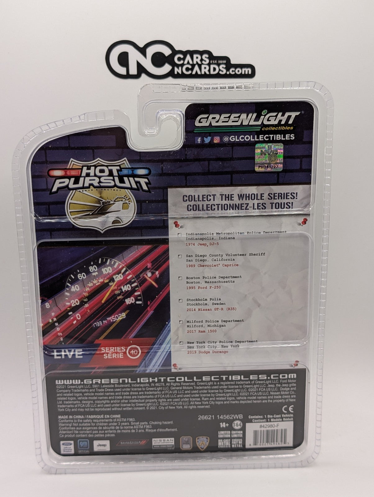 Greenlight Hot Pursuit 2019 Dodge Durango NYPD Police