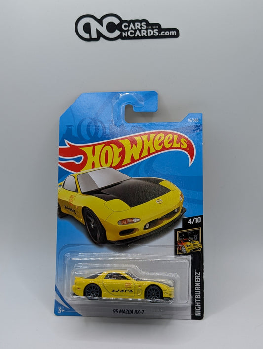 2018 Hot Wheels Nightburnerz 4/10 '95 Mazda RX-7 Yellow 16/365
