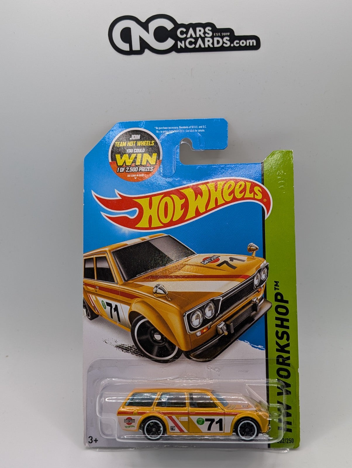 2015 Hot Wheels '71 Datsun Bluebird 510 Wagon Yellow 202/250 (Soft Corners)