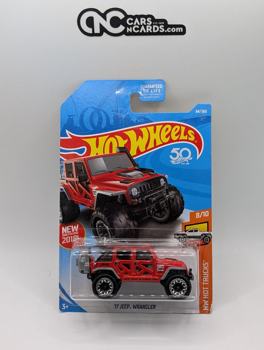 2018 Hot Wheels HW Hot Trucks 8/10 '17 Jeep Wrangler Red 84/365 (Soft Corners)