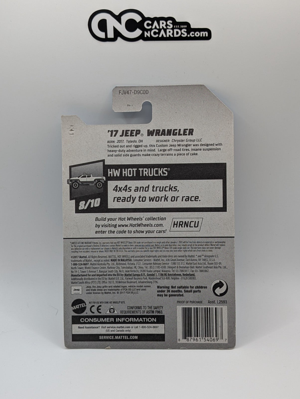 2018 Hot Wheels HW Hot Trucks 8/10 '17 Jeep Wrangler Red 84/365 (Soft Corners)