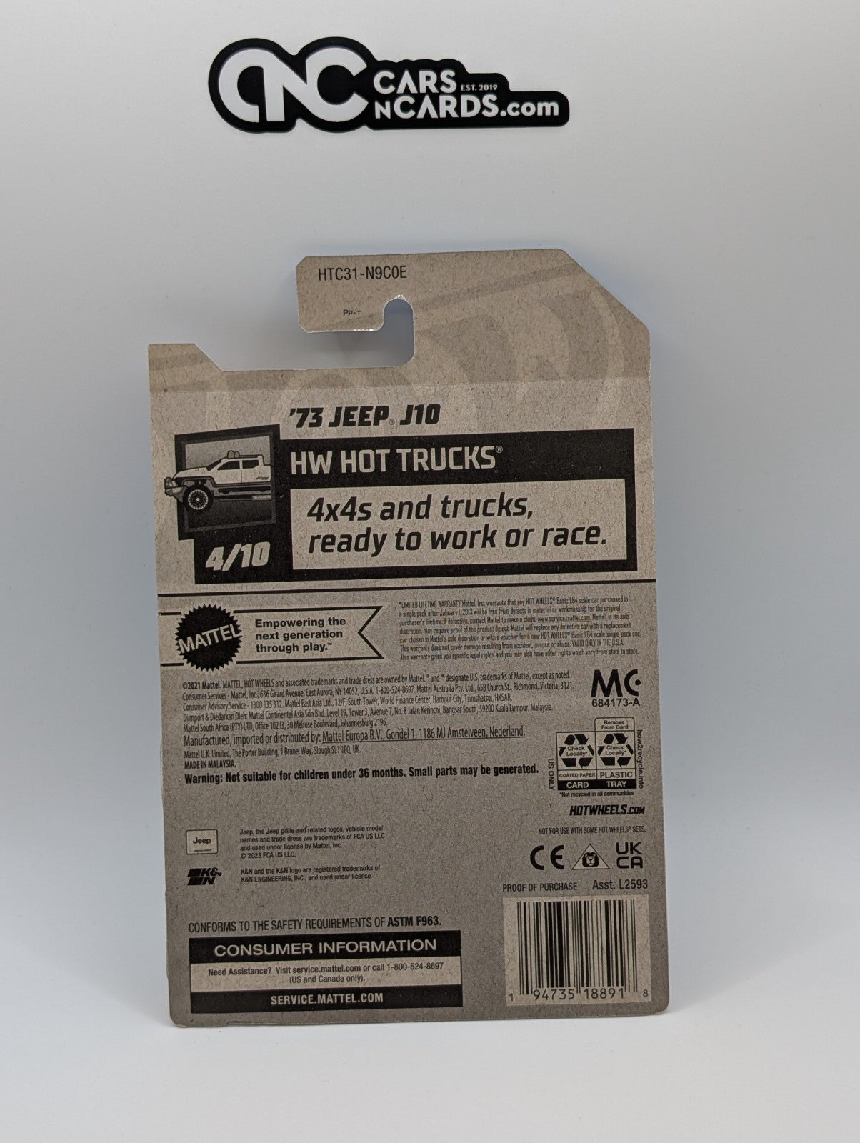 2024 Hot Wheels HW Hot Trucks 4/10 '73 Jeep J10 Blue K&N 91/250