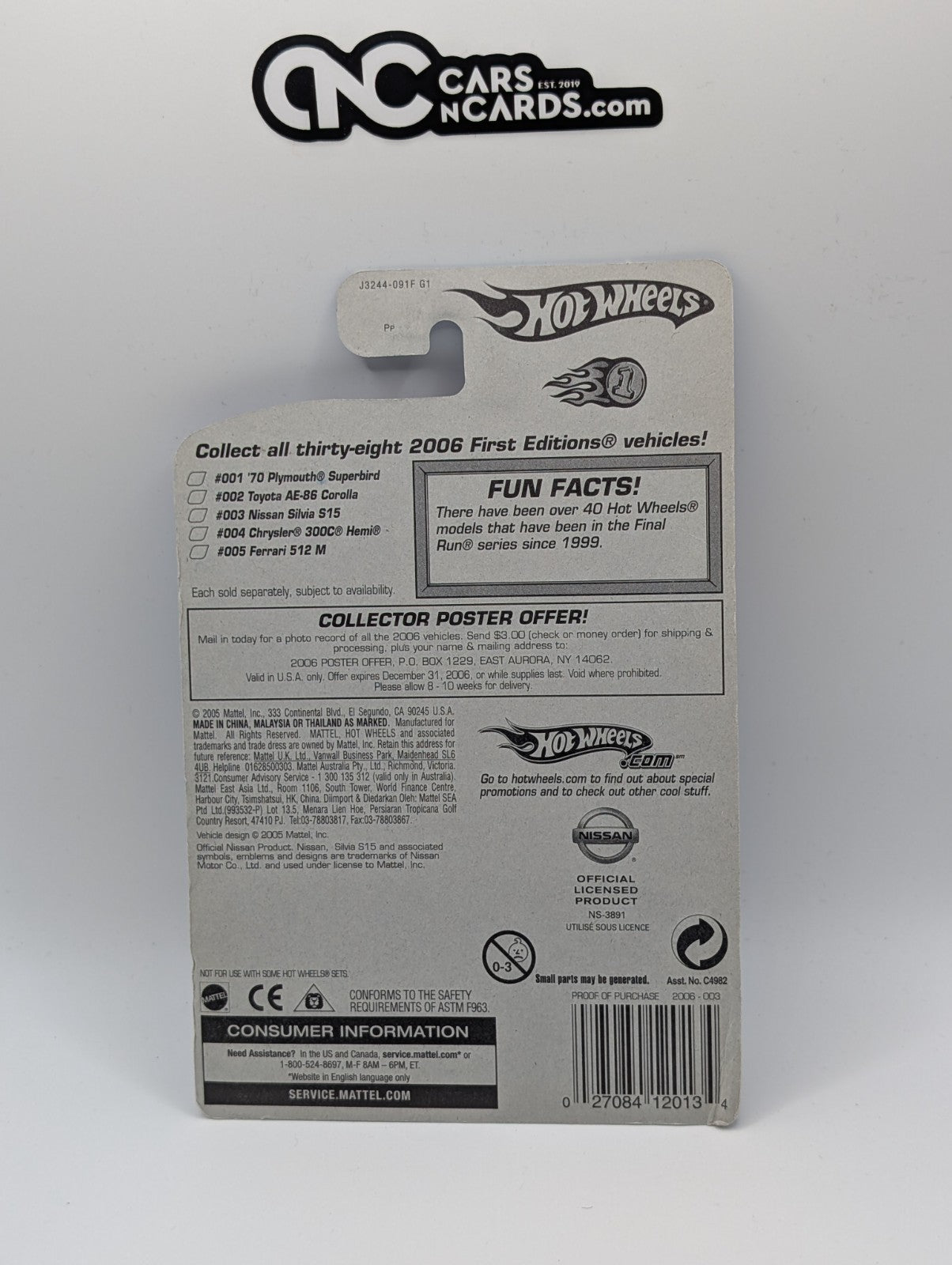 2006 Hot Wheels First Editions 3/38 Nissan Silvia S15 Red (Soft Corner)