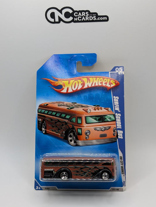 2002 Hot Wheels Spares 'N Strikes 1/4 Surfin' School Bus Silver 59/240