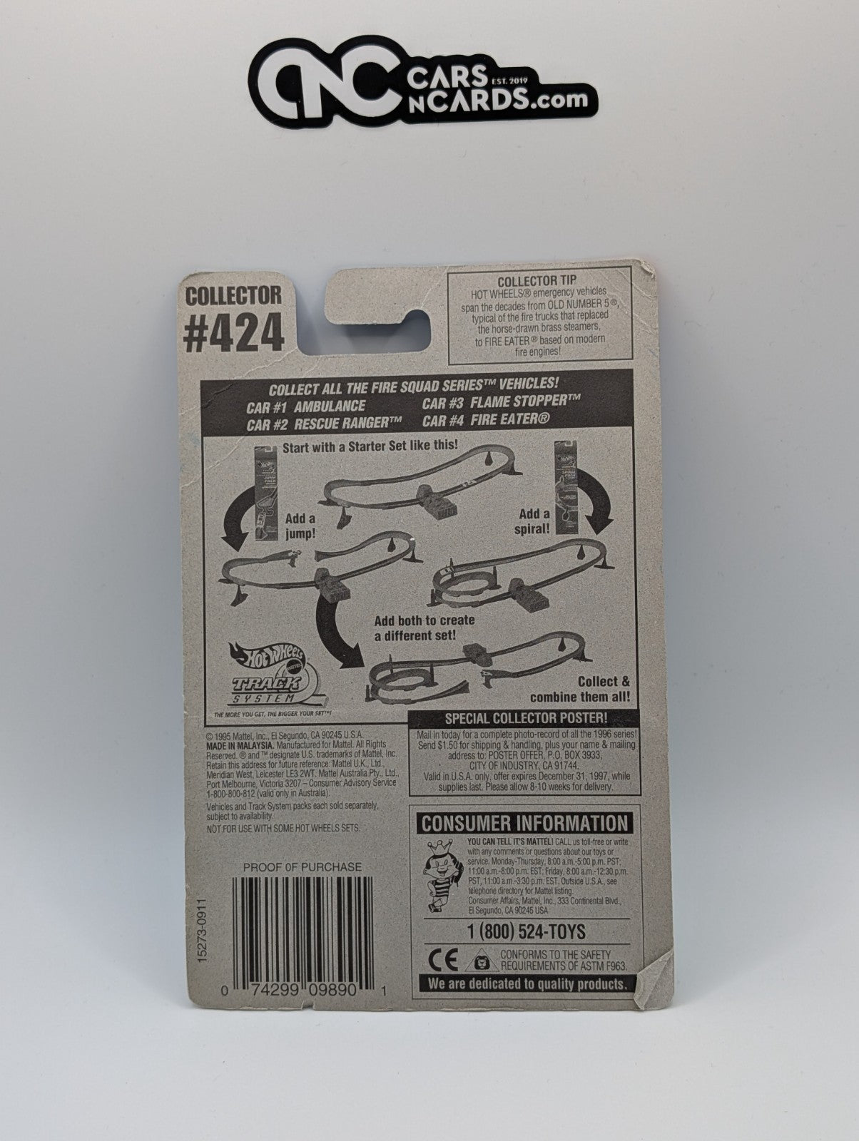 1996 Hot Wheels Fire Squad 1/4 Ambulance Fire Dept. #15273 (Card Damage)