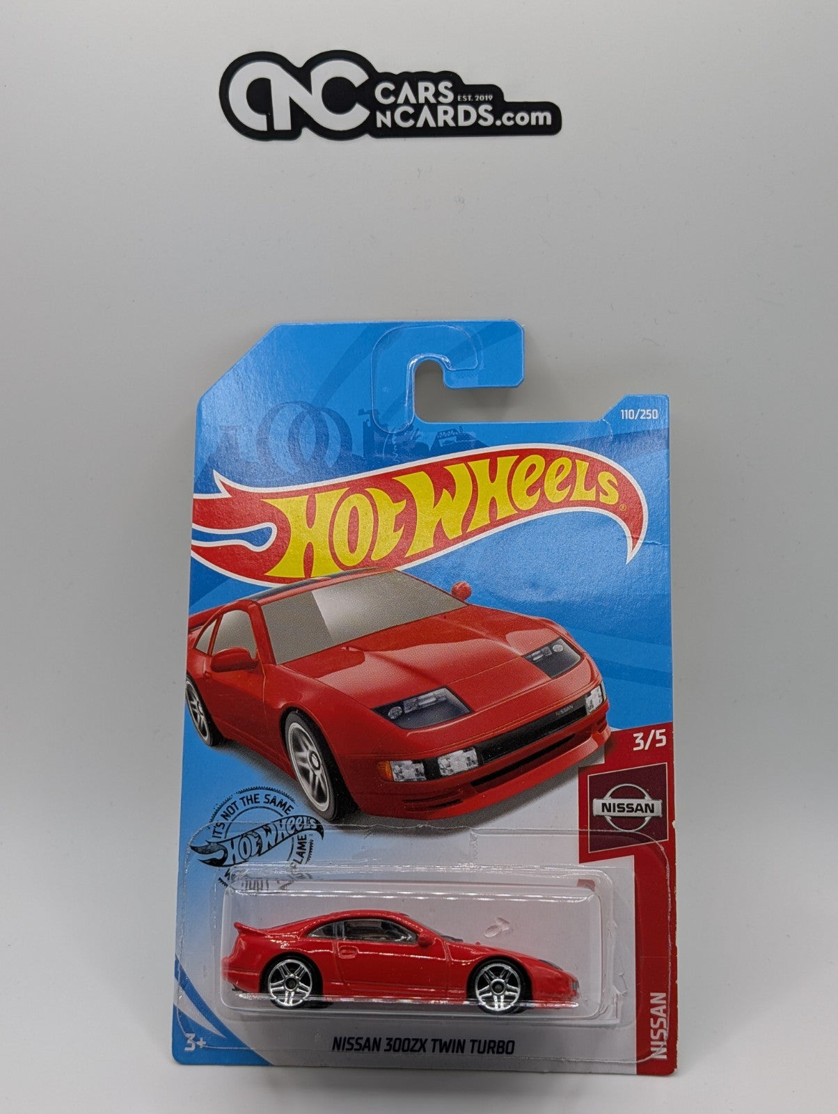 2019 Hot Wheels Nissan 3/5 Nissan 300ZX Twin Turbo Red 110/250 (Card Damage)