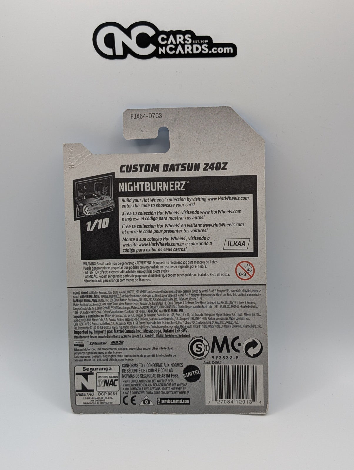 2018 Hot Wheels Nightburnerz 1/10 Custom Datsun 240Z Blue 15/365 (Soft Corners)