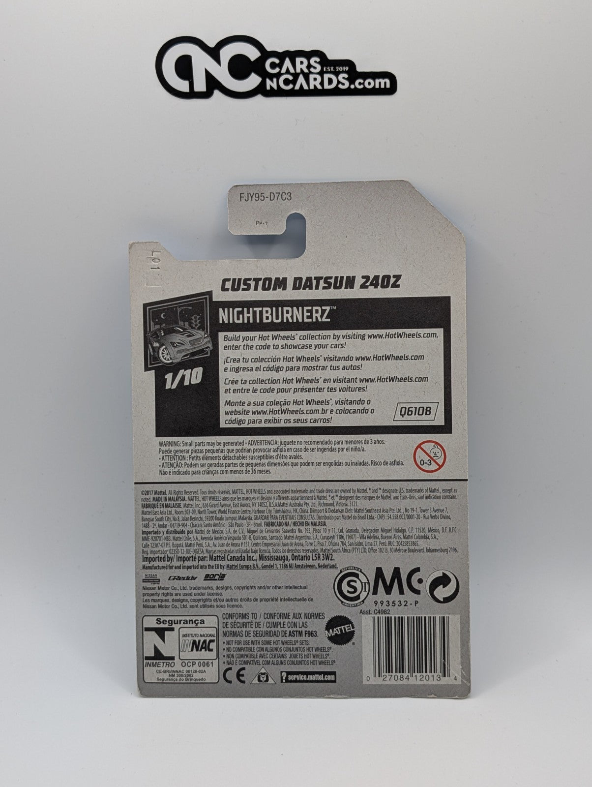 2018 Hot Wheels Nightburnerz 1/10 Custom Datsun 240Z Red 140/365 (Soft Corners)