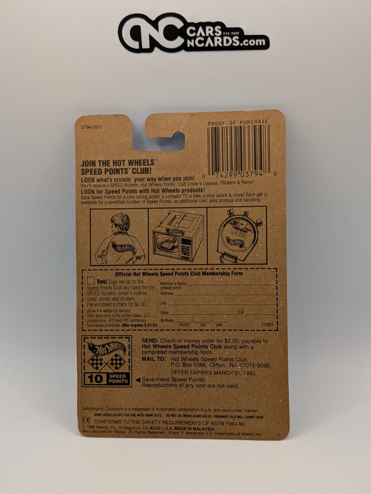 1989 Hot Wheels Lamborghini Countach White 3794 Collector #60