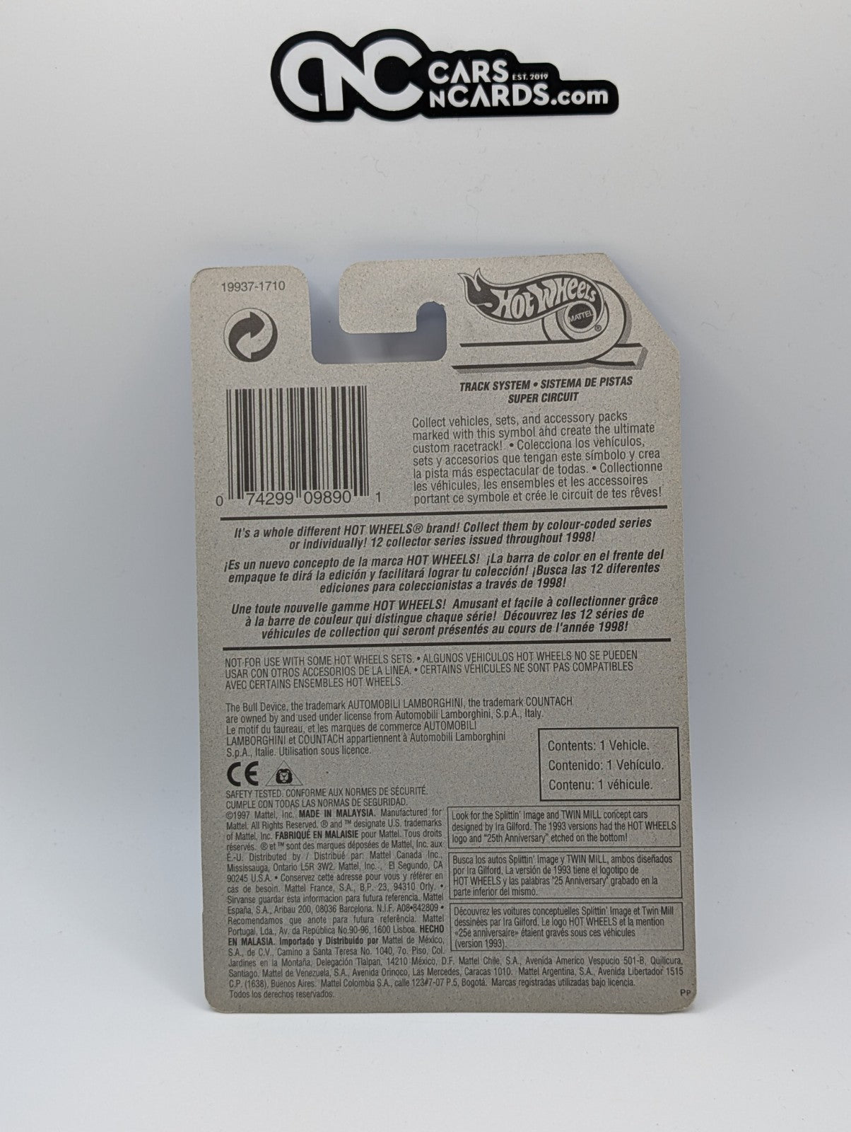 1998 Hot Wheels Lamborghini Countach Black 19937 Collector #768