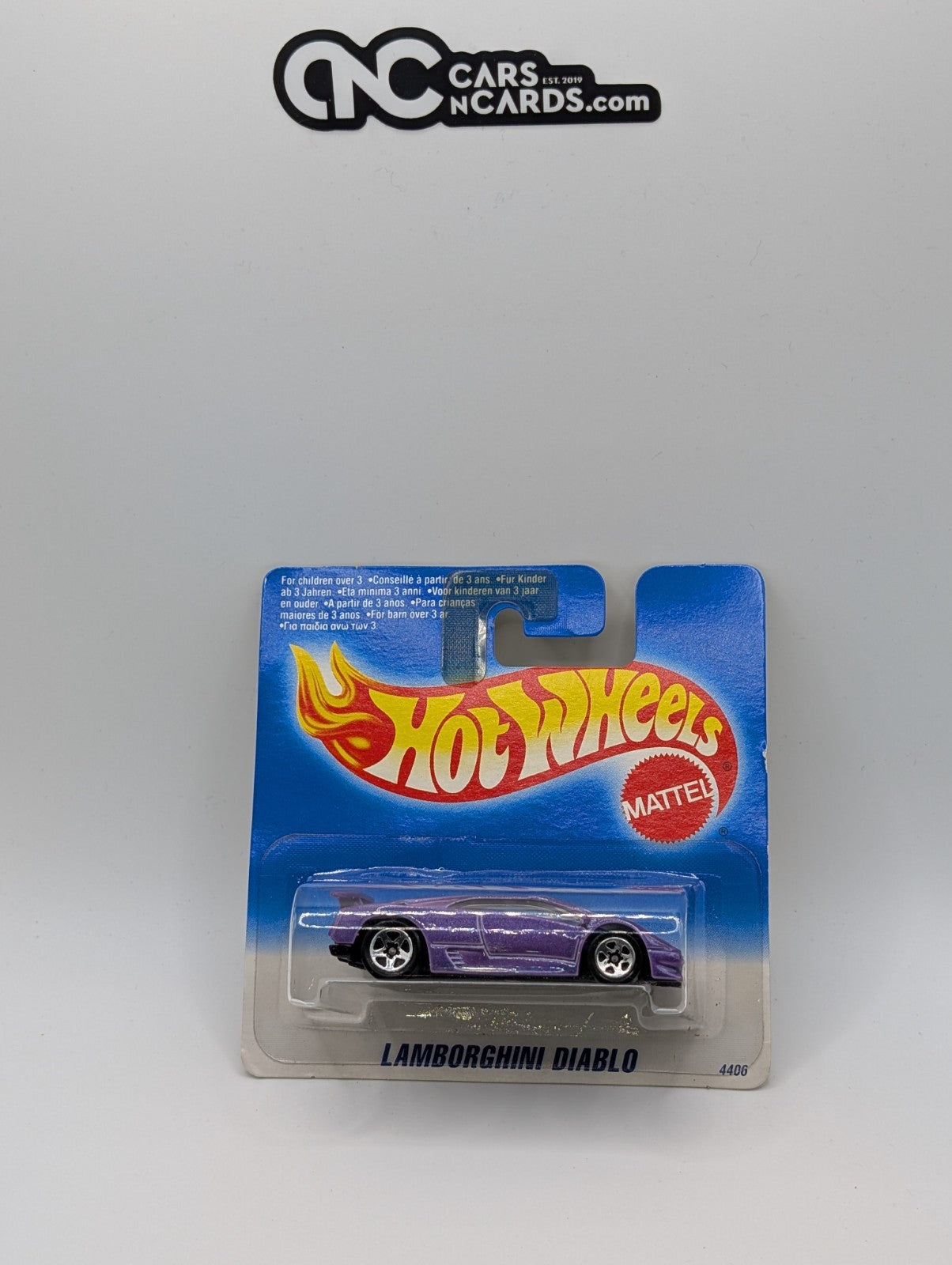 1995 Hot Wheels Lamborghini Diablo Purple 5SP 4406 Collector 227 Short Card