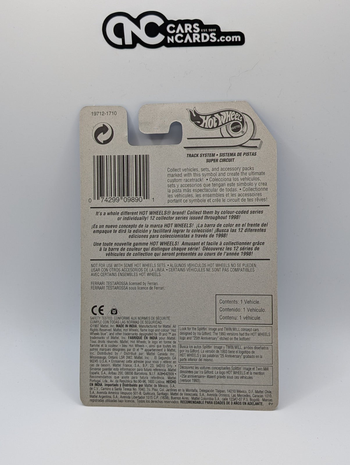 1998 Hot Wheels Ferrari Testarossa Black BW 19712