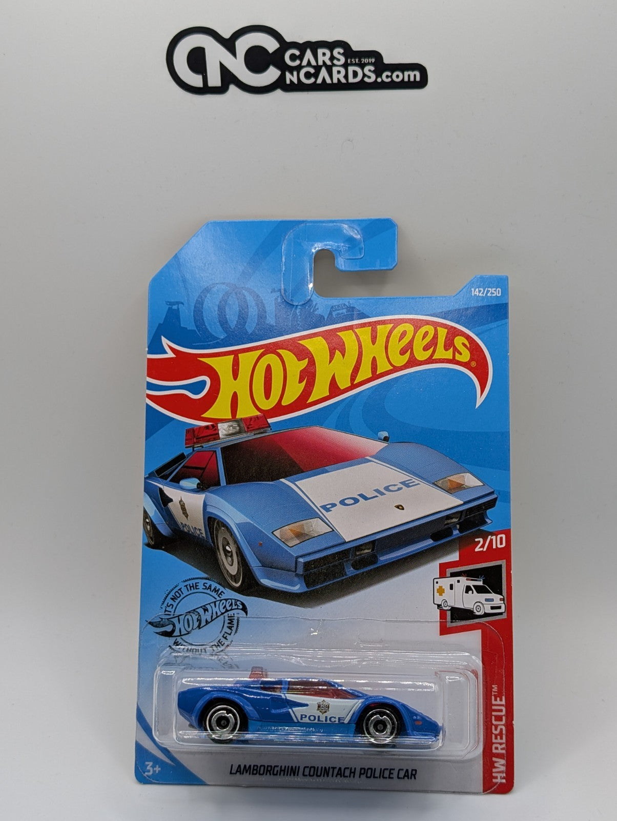 2019 Hot Wheels HW Rescue 2/10 Lamborghini Countach Police Car Blue 142/250