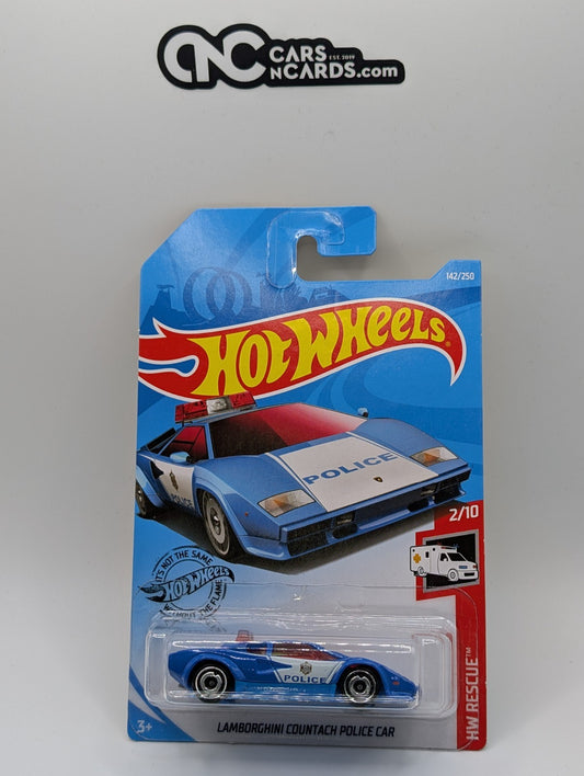 2019 Hot Wheels HW Rescue 2/10 Lamborghini Countach Police Car Blue 142/250