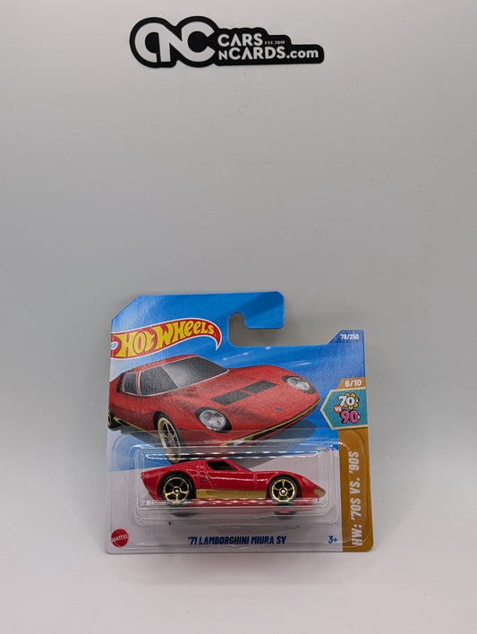 2025 Hot Wheels HW '70s vs. '90s '71 Lamborghini Miura SV Red 78/250 Short Card