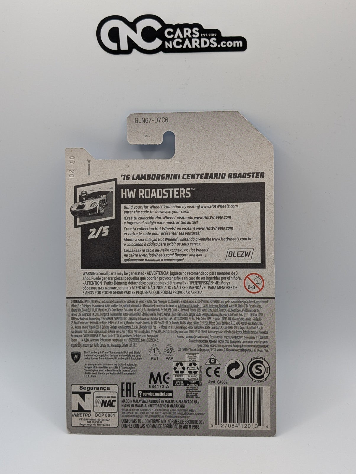 2020 Hot Wheels HW Roadsters 2/5 '16 Lamborghini Centenario Roadster Red 170/250