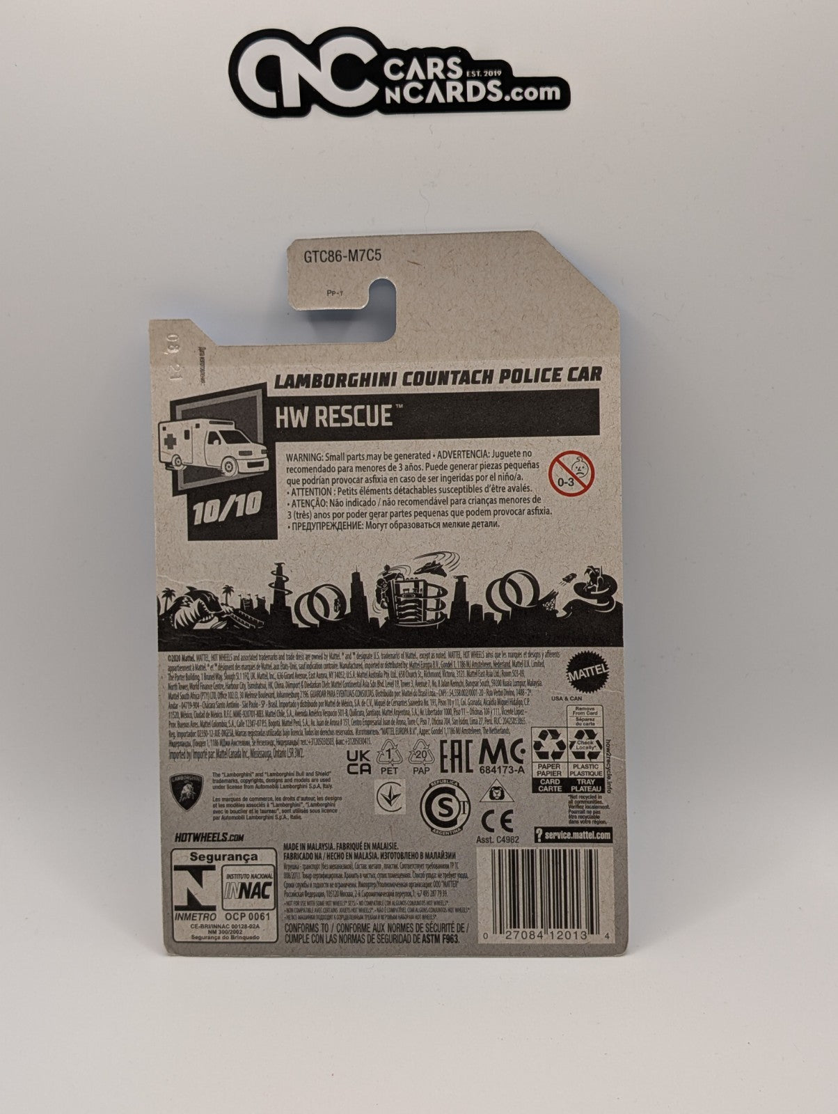 2019 Hot Wheels Lamborghini Countach Police Car Treasure Hunt 247/250 TH