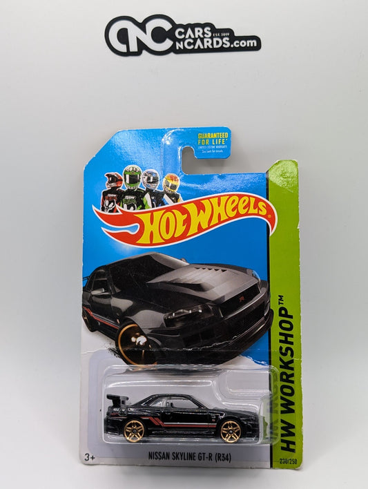 2014 Hot Wheels HW Workshop Nissan Skyline GT-R (R34) Black 230/250 Card Damage