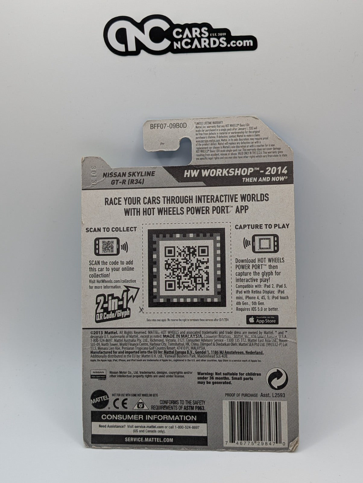 2014 Hot Wheels HW Workshop Nissan Skyline GT-R (R34) Black 230/250 Card Damage