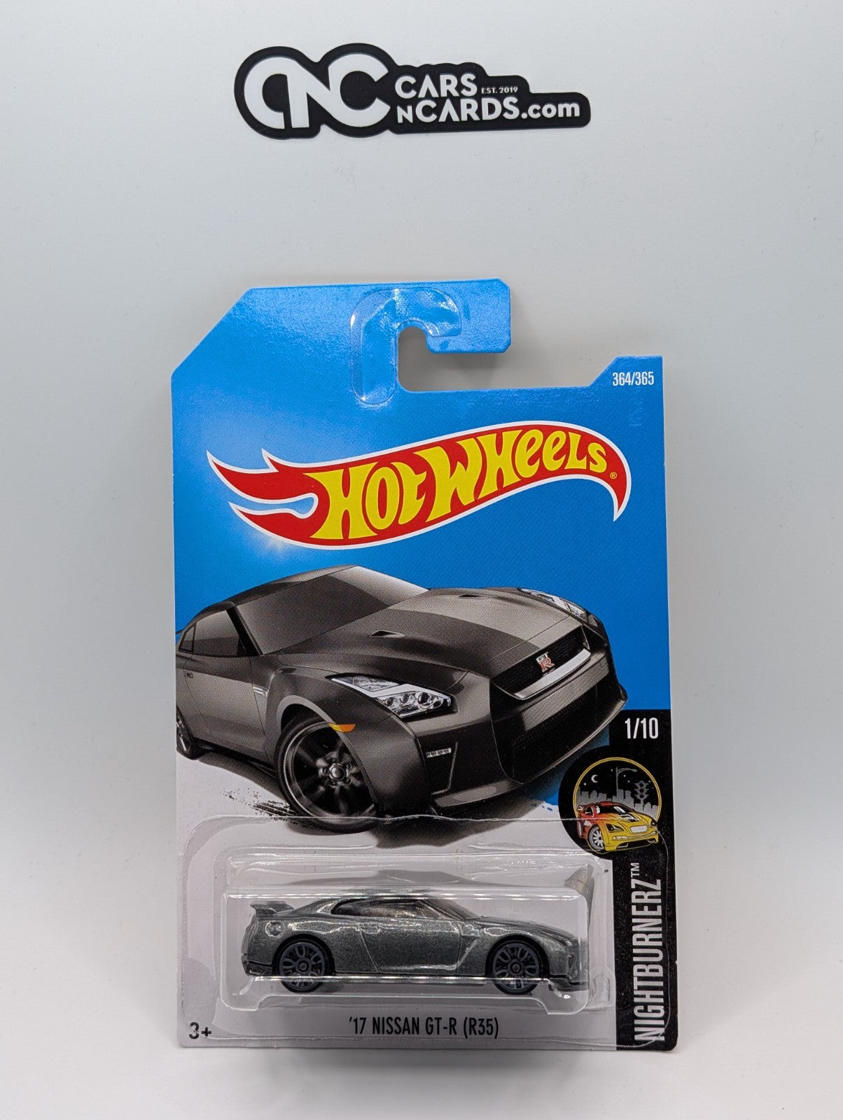 2017 Hot Wheels Nightburnerz 1/10 '17 Nissan GT-R (R35) Gray 364/365