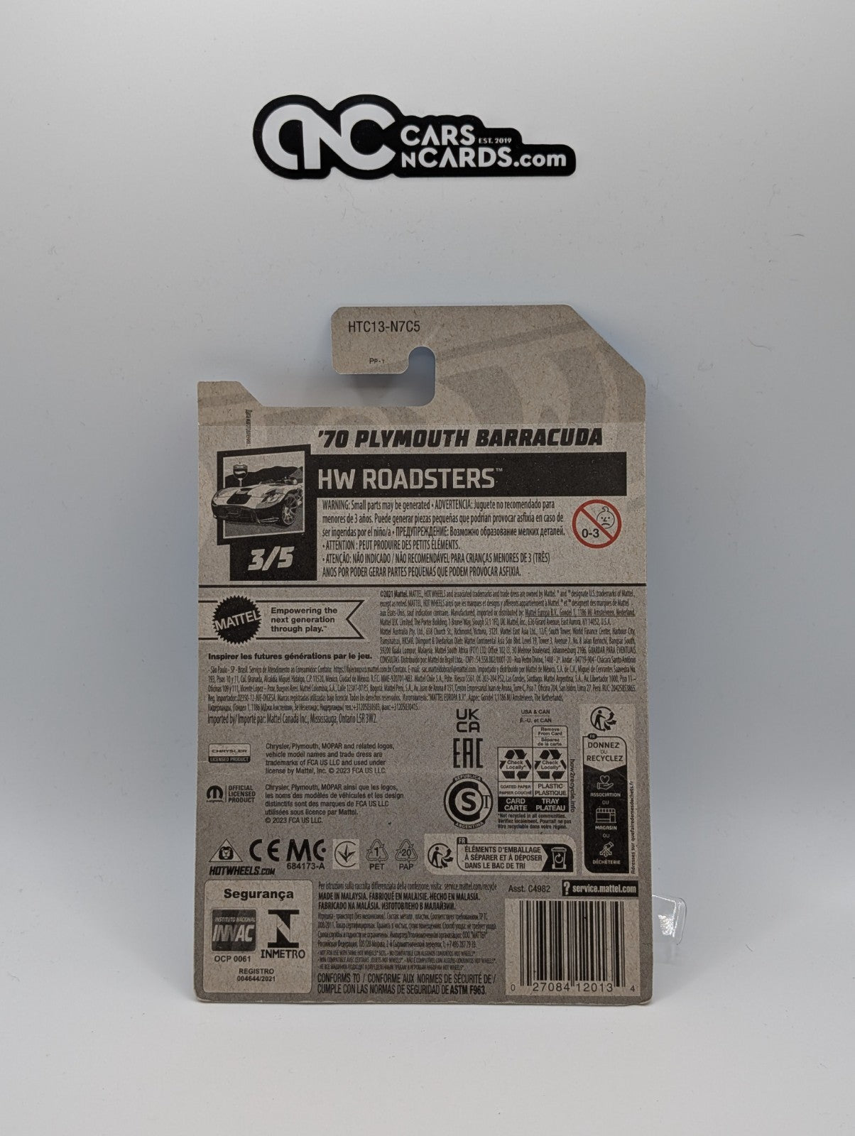 2024 Hot Wheels HW Roadsters '70 Plymouth Barracuda Blue 20/250 (Damaged Card)