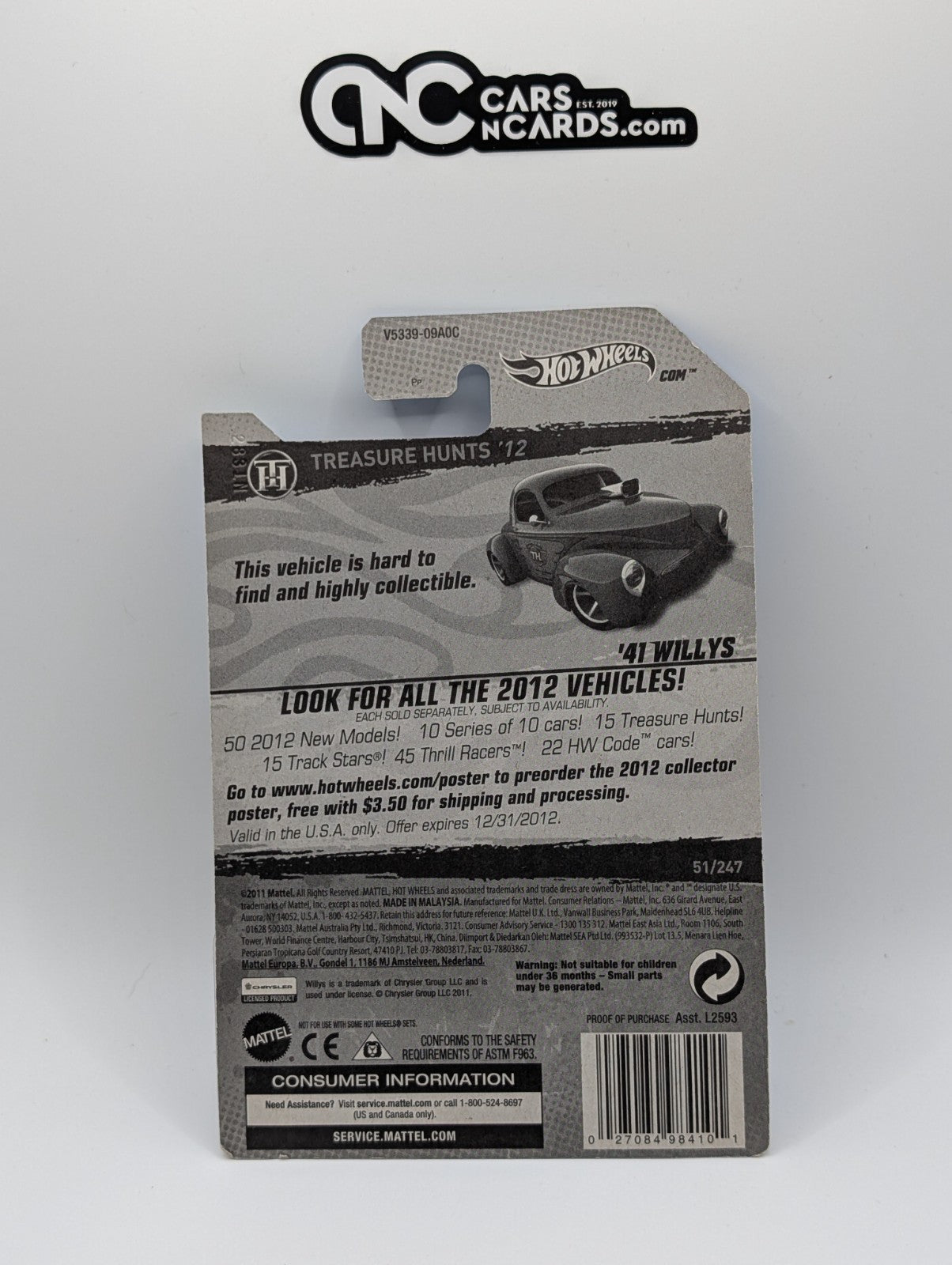 2012 Hot Wheels Treasure Hunts 1/15 '41 Willys 51/247 TH