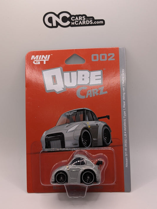 Mini GT Qube Carz 002 Nissan GT-R R35 LB Works Type 1 Matte Grey 1:64