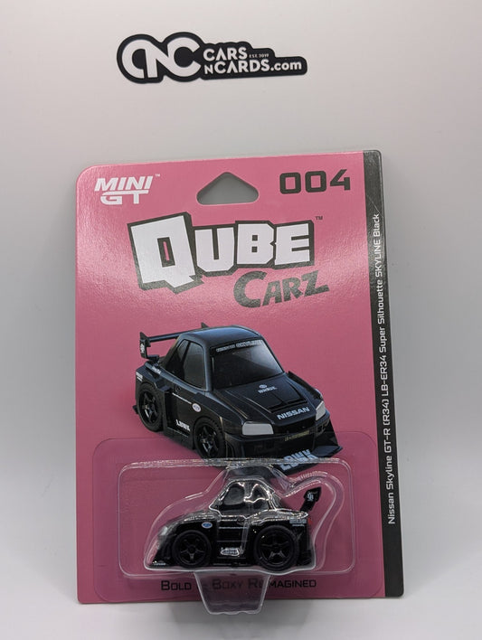 Mini GT Qube Carz 004 Nissan LB-ER34 Super Silhouette Skyline Black 1:64