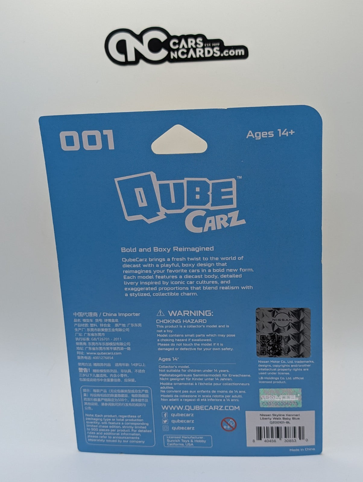 Mini GT Qube Carz 001 Nissan Skyline Kenmeri Liberty Walk Baby Blue 1:64
