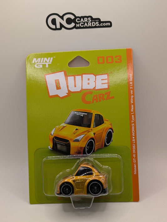 Mini GT Qube Carz 003 Nissan GT-R R35 LB Works Type 1 LB Gold 1:64