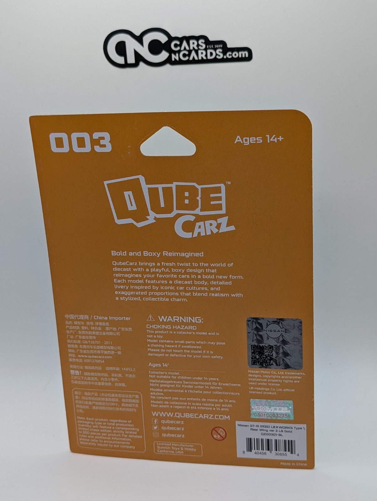 Mini GT Qube Carz 003 Nissan GT-R R35 LB Works Type 1 LB Gold 1:64
