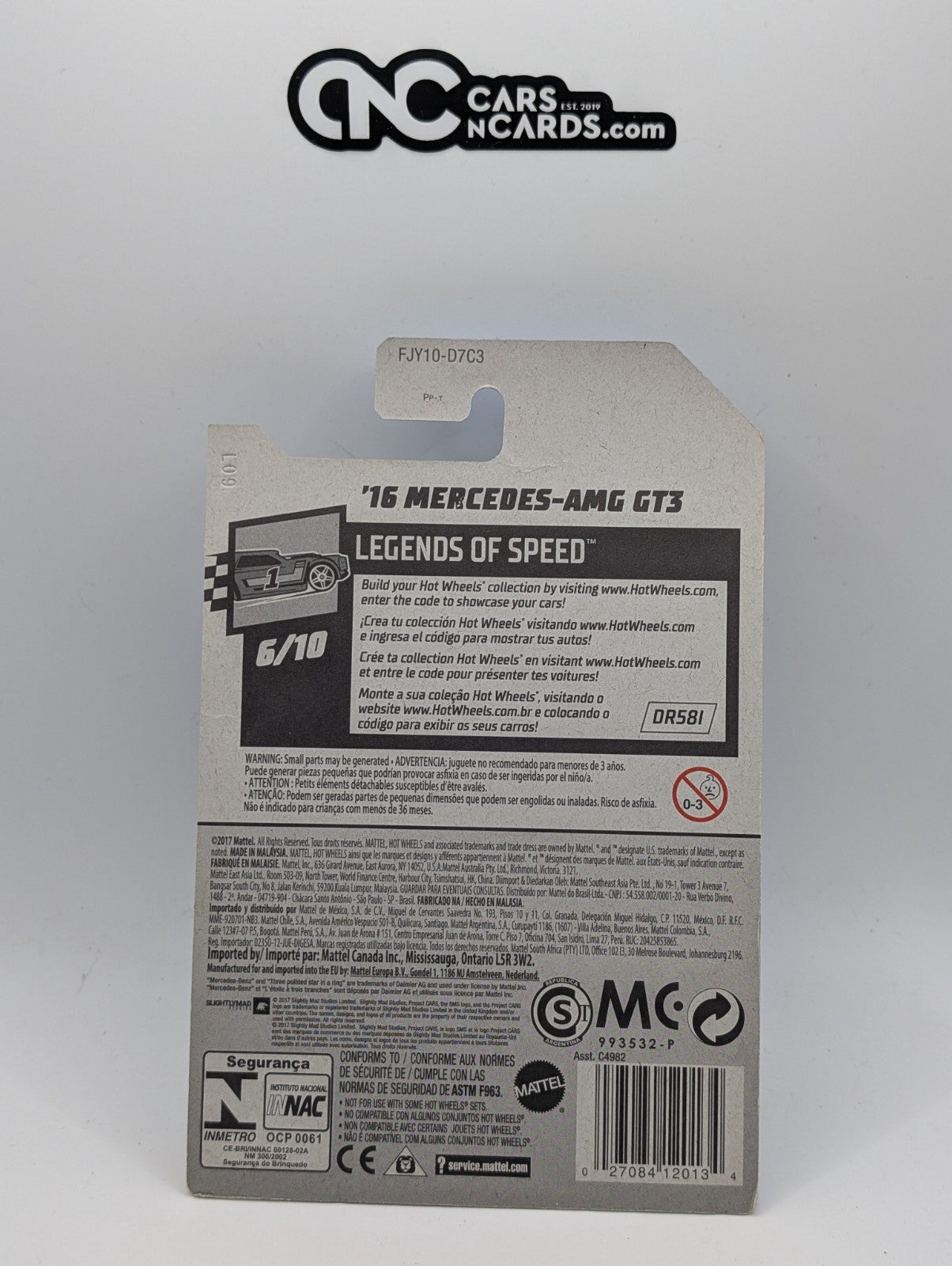 2018 Hot Wheels Legends of Speed 6/10 Mercedes-AMG GT3 196/365 (Hook Crease)