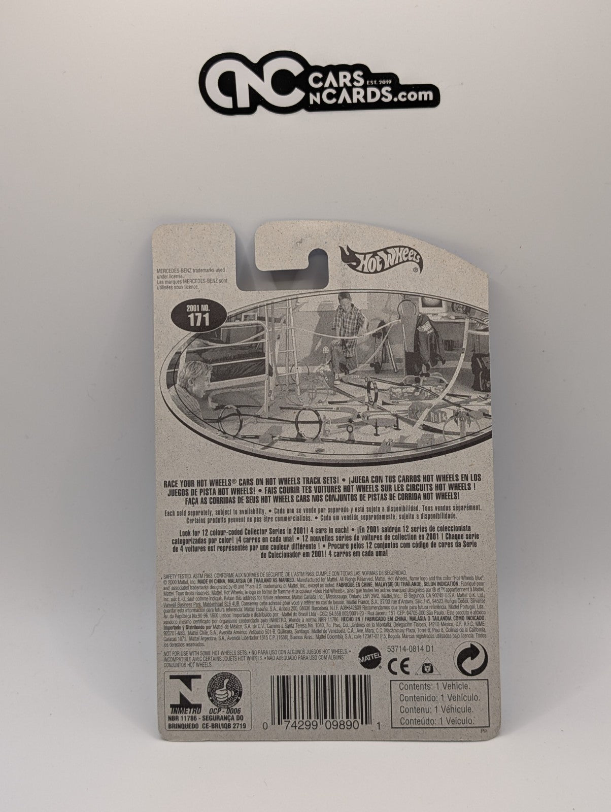 2001 Hot Wheels Mercedes C-Class Blue Collector #171 (Soft Corner)