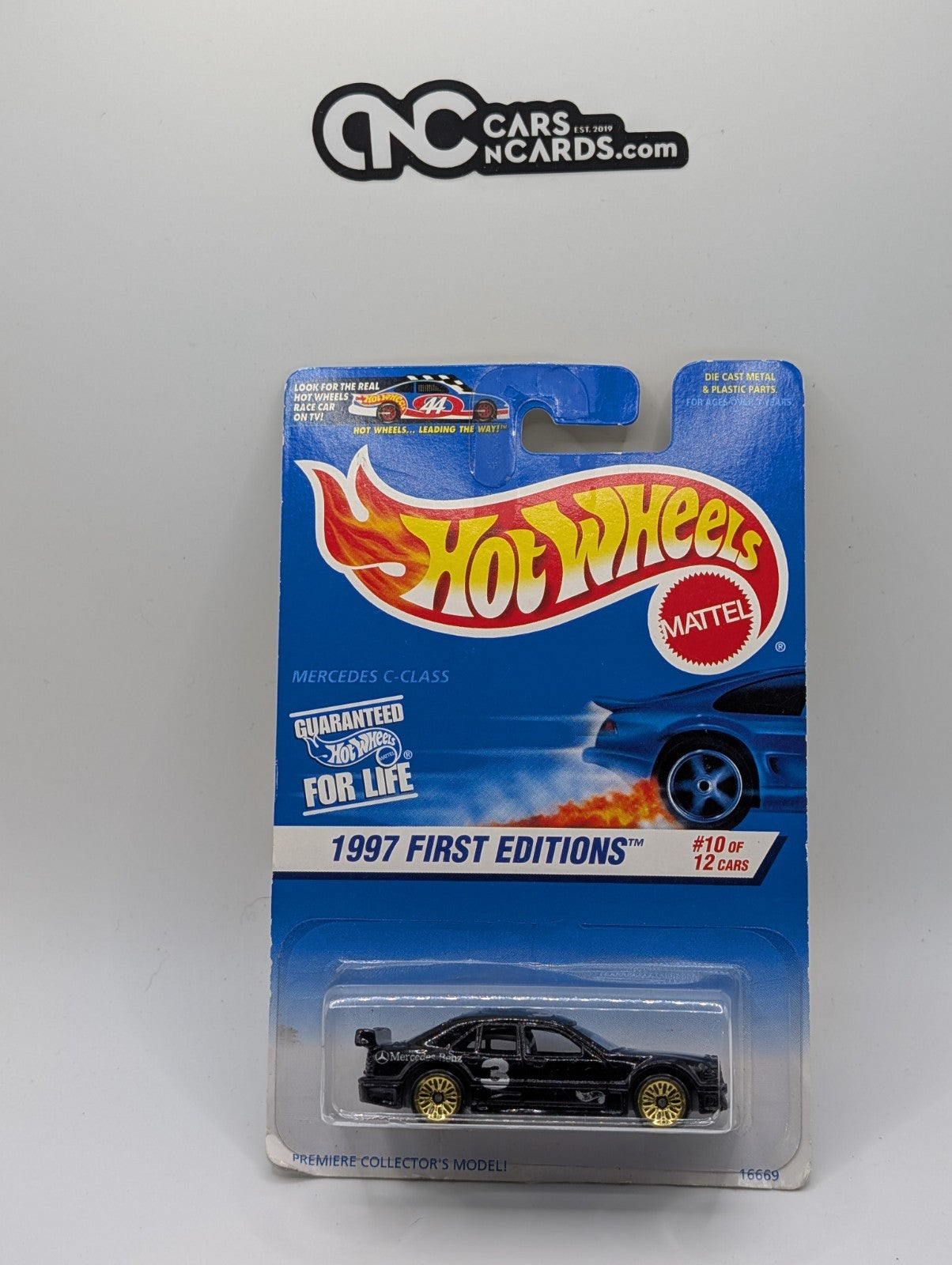 1997 Hot Wheels First Editions 10/12 Mercedes C-Class Black #516 (Soft Corners)