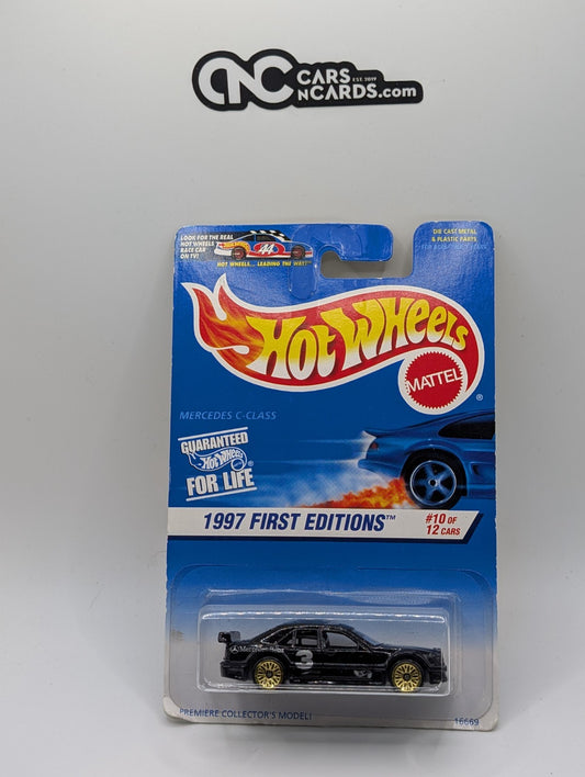 1997 Hot Wheels First Editions 10/12 Mercedes C-Class Black #516 (Soft Corners)