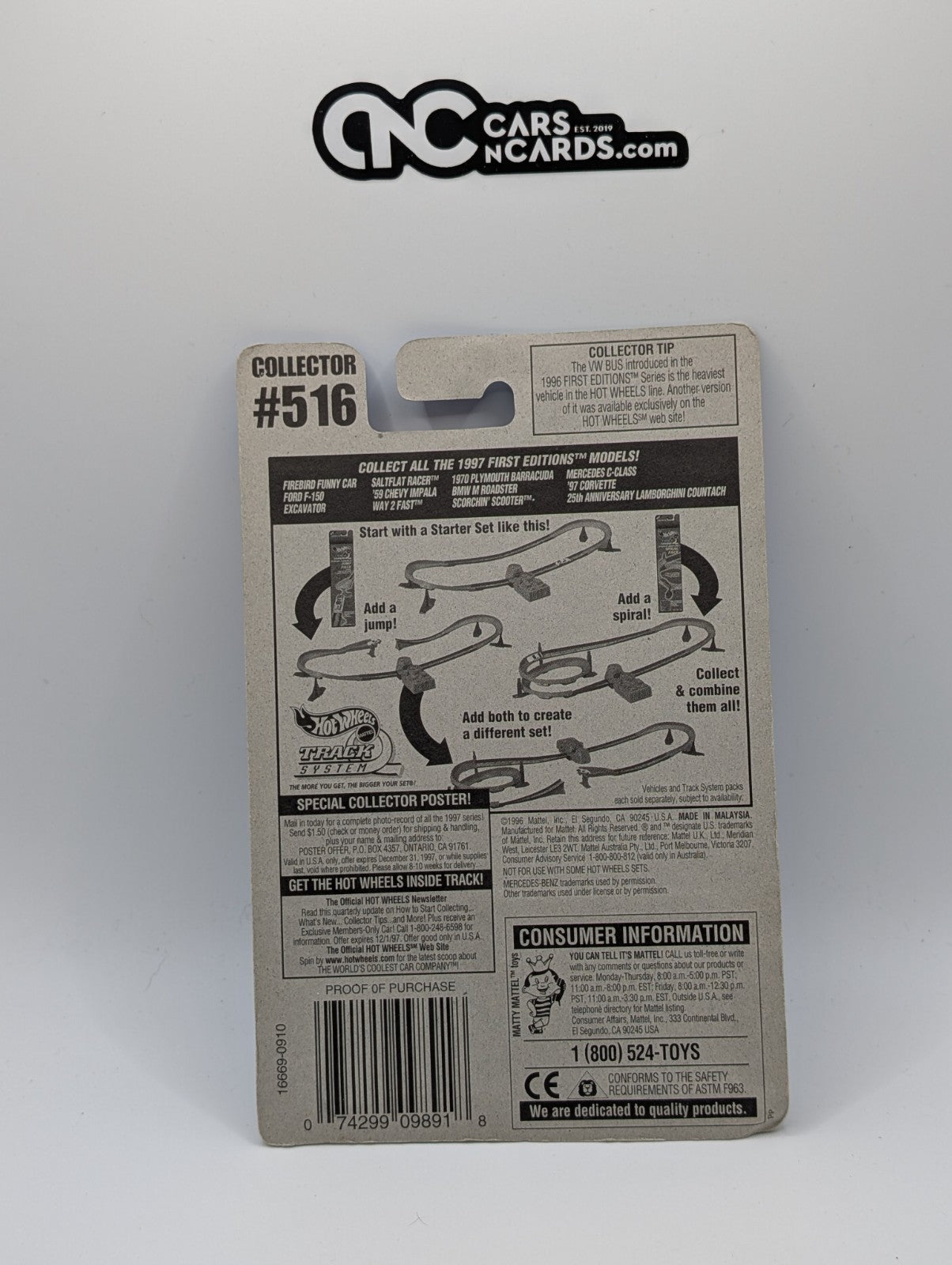 1997 Hot Wheels First Editions 10/12 Mercedes C-Class Black #516 (Soft Corners)