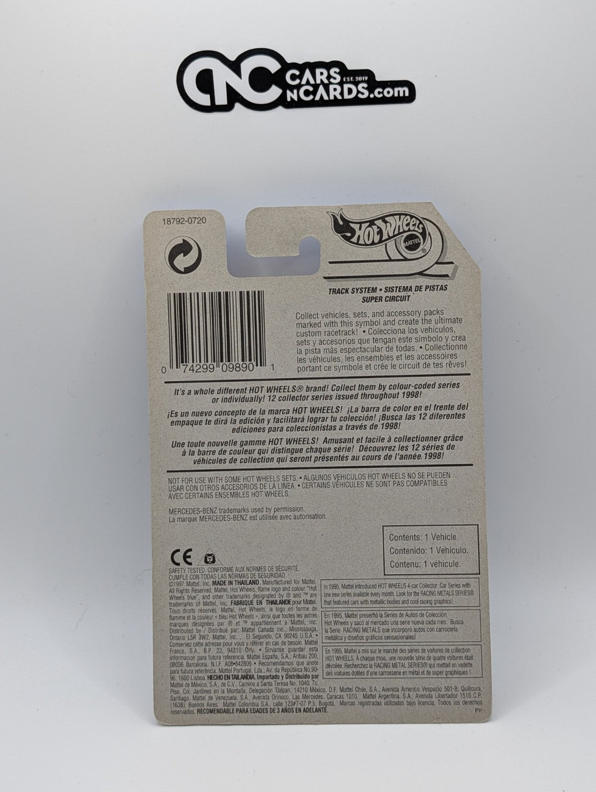 2001 Hot Wheels Mercedes C-Class Blue Collector #171 (Card Damage)