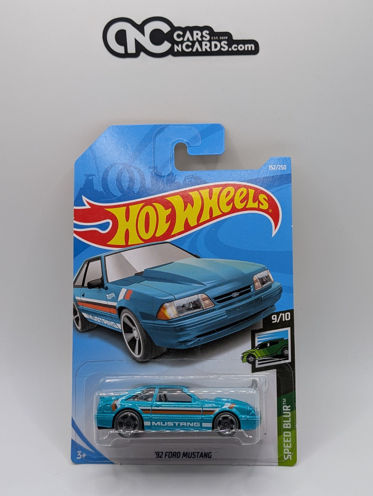 2019 Hot Wheels Speed Blur 9/10 '92 Ford Mustang Blue 152/250
