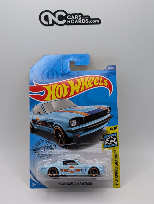 2020 Hot Wheels '65 Mustang 2+2 Fastback Gulf 116/250 (Card Crease)