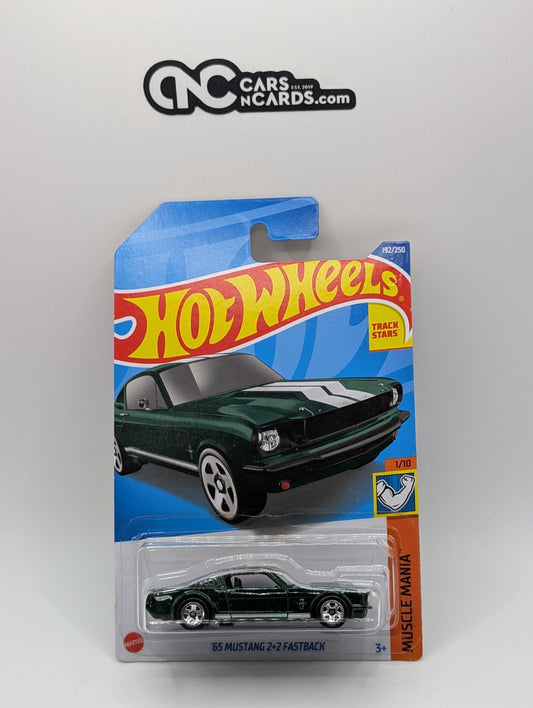 2022 Hot Wheels Muscle Mania '65 Mustang 2+2 Fastback Green (Card Damage)