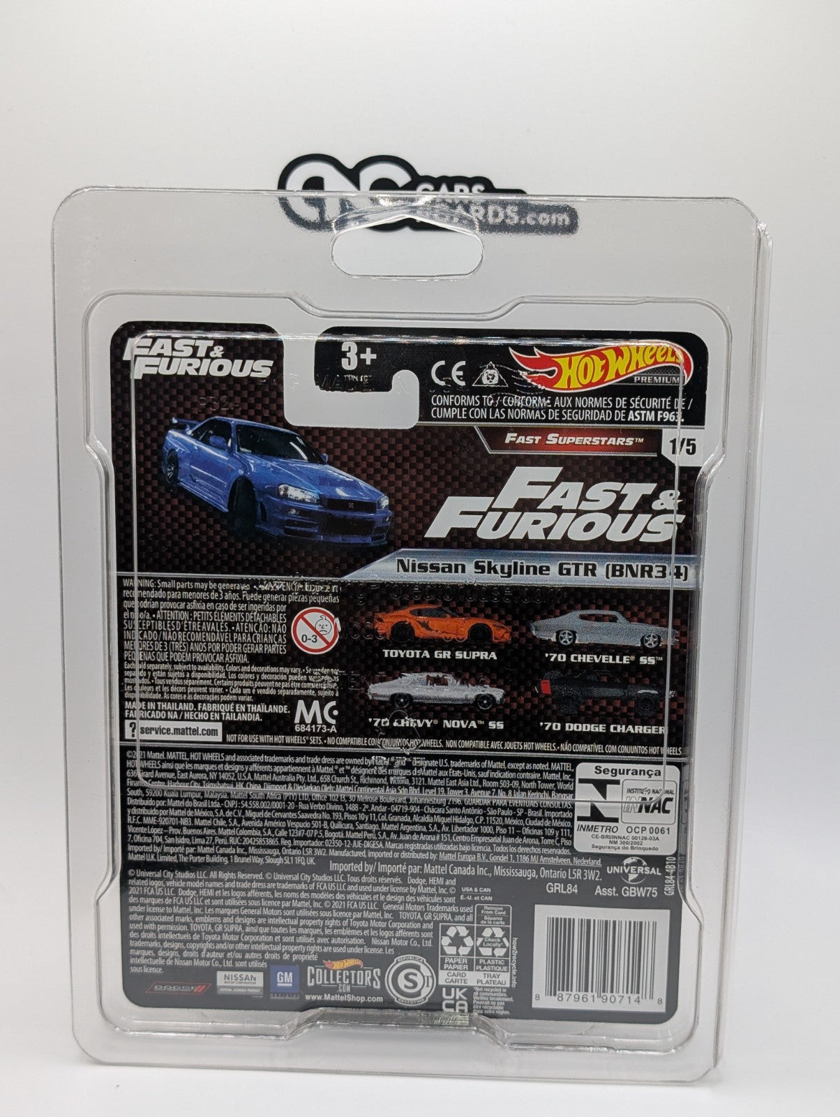 2021 Hot Wheels Fast & Furious 1/5 Nissan Skyline GTR BNR34 (Small Crease)