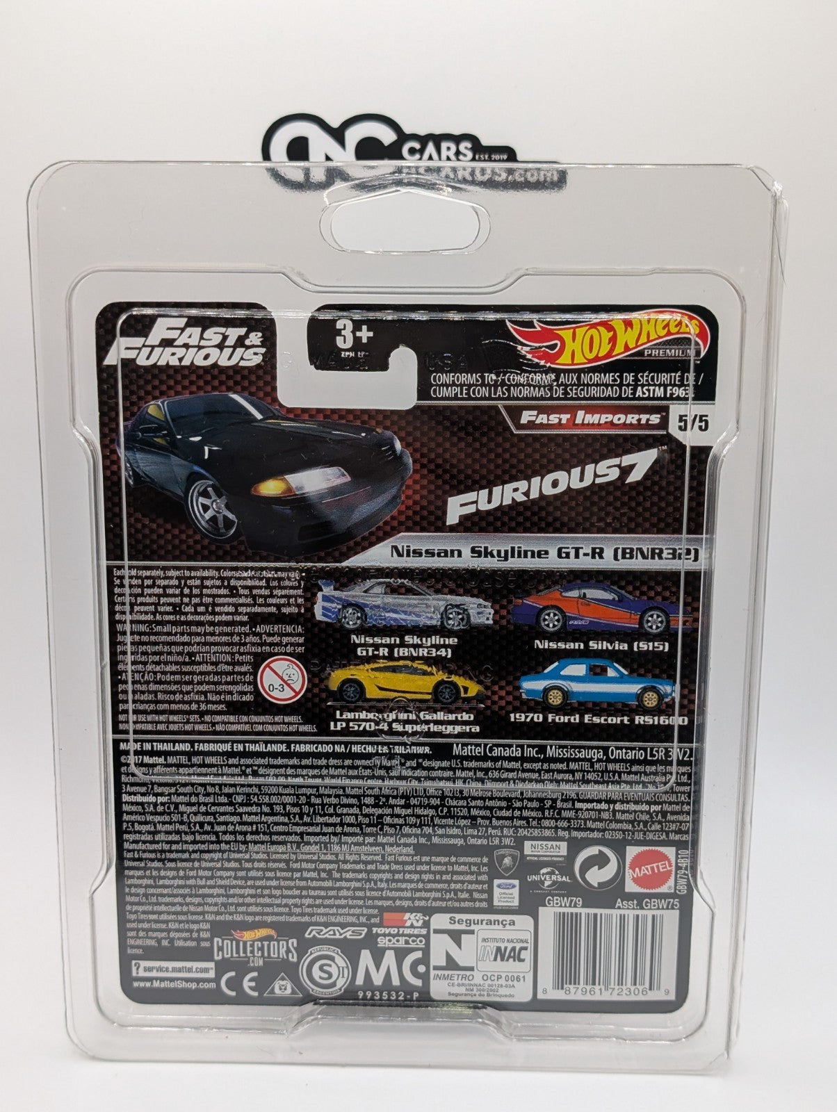 2019 Hot Wheels Fast & Furious 5/5 Nissan Skyline GT-R BNR32 w/ Protector