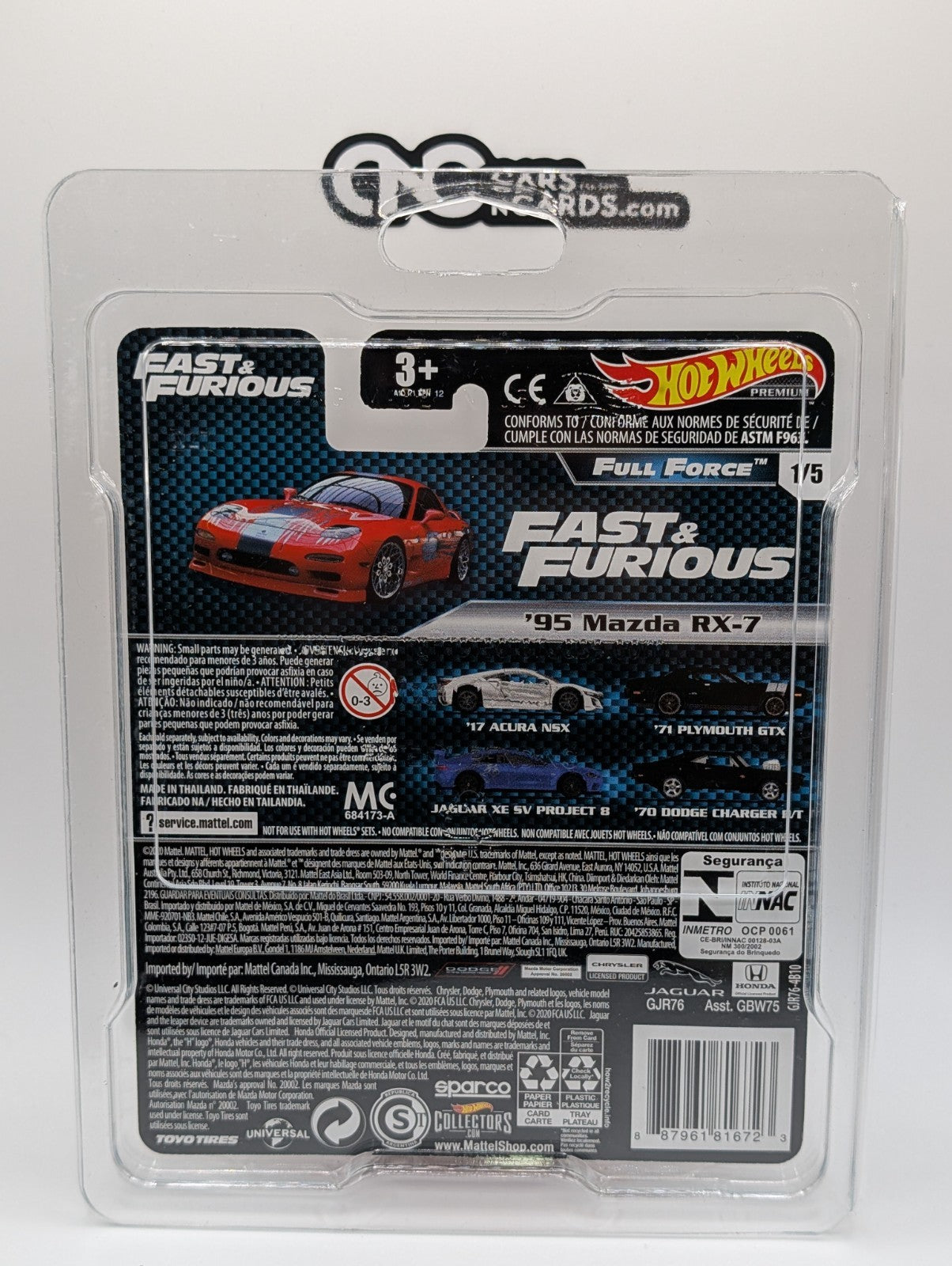 2020 Hot Wheels Fast & Furious Full Force 1/5 '95 Mazda RX-7 w/ Protector