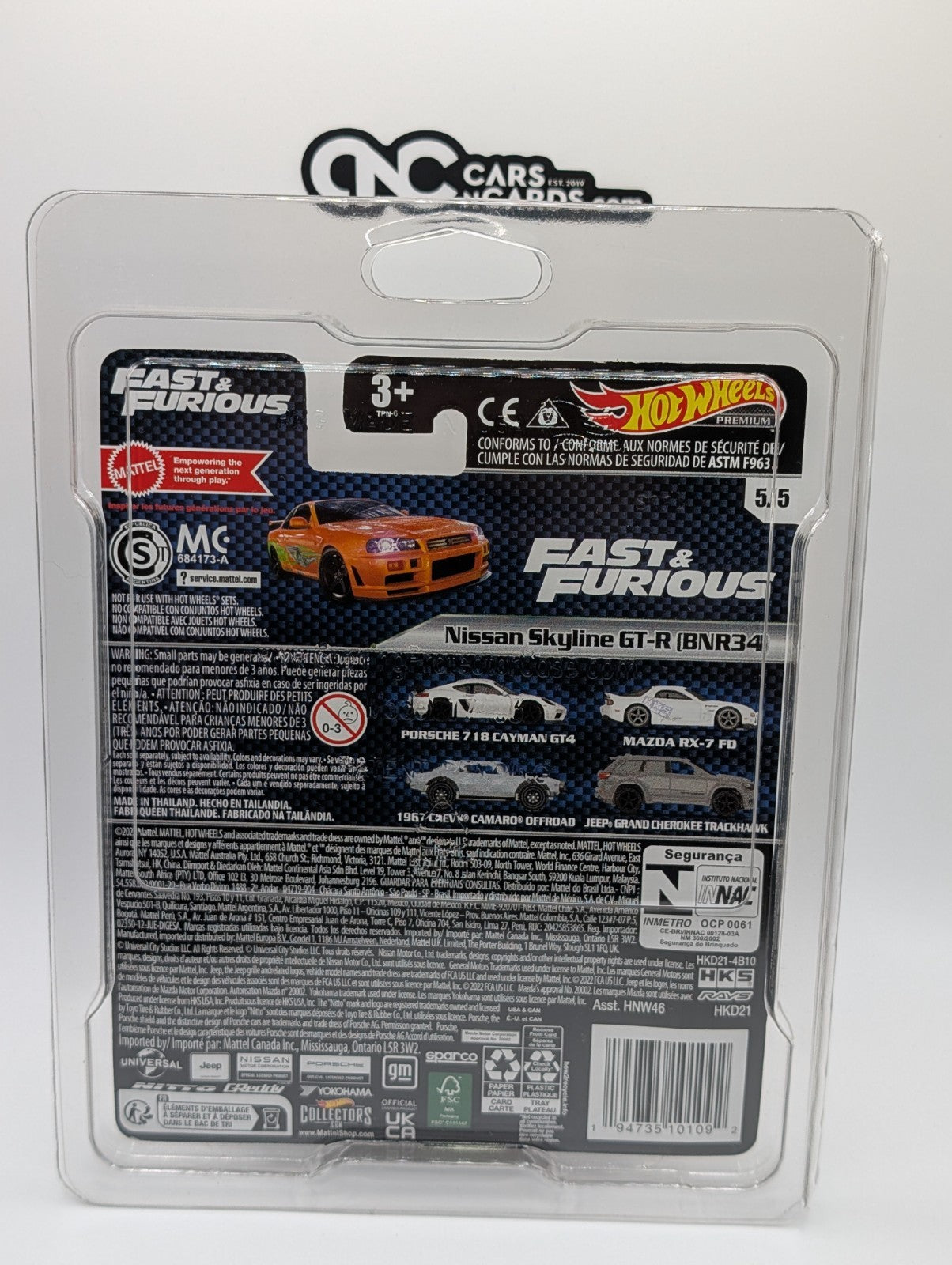 2023 Hot Wheels Fast & Furious 5/5 Nissan Skyline GT-R BNR34 w/ Protector
