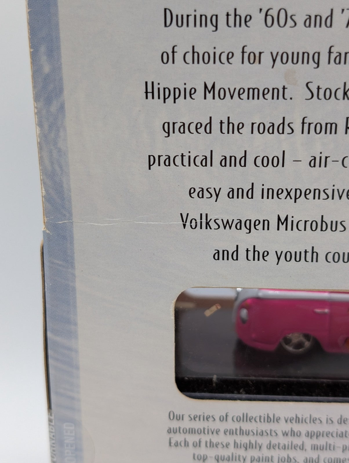 2002 100% Hot Wheels Vintage Volkswagen Microbus Pink & White (Broken Elastic)