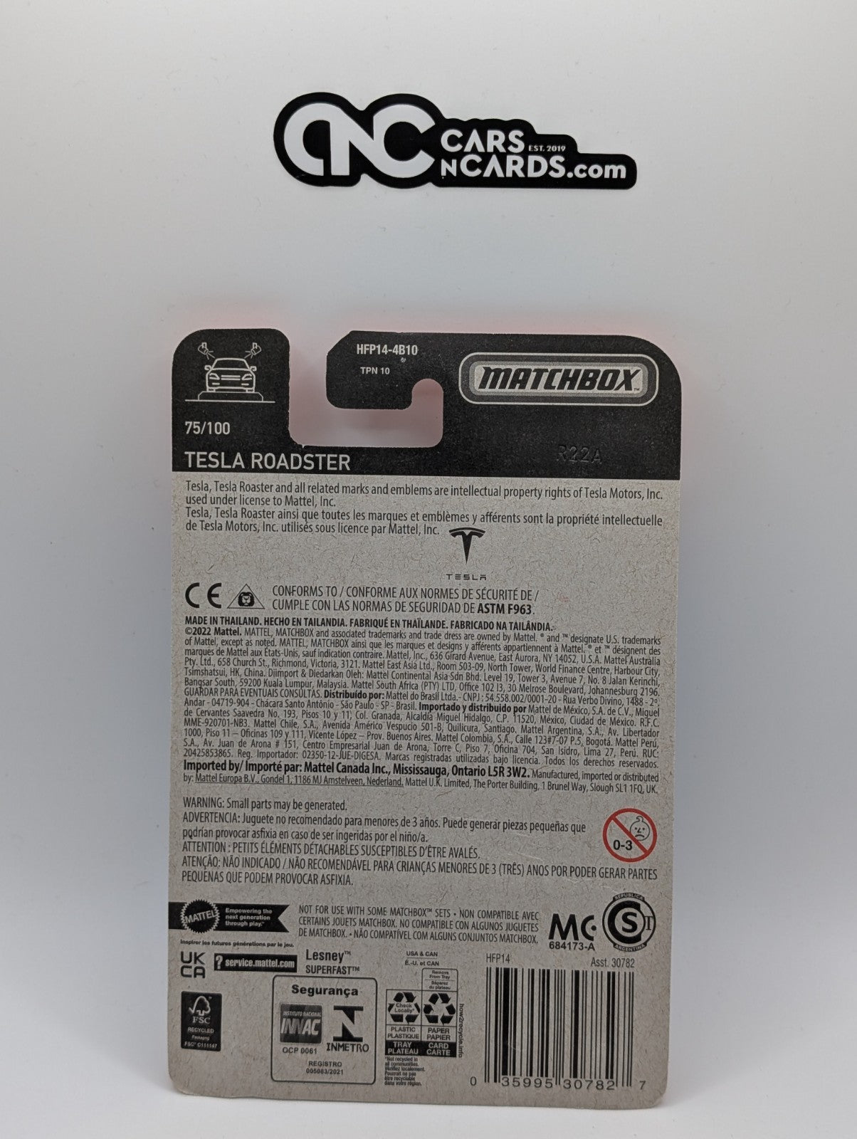 Matchbox Tesla Roadster Black 75/100 (Cracked Blister)